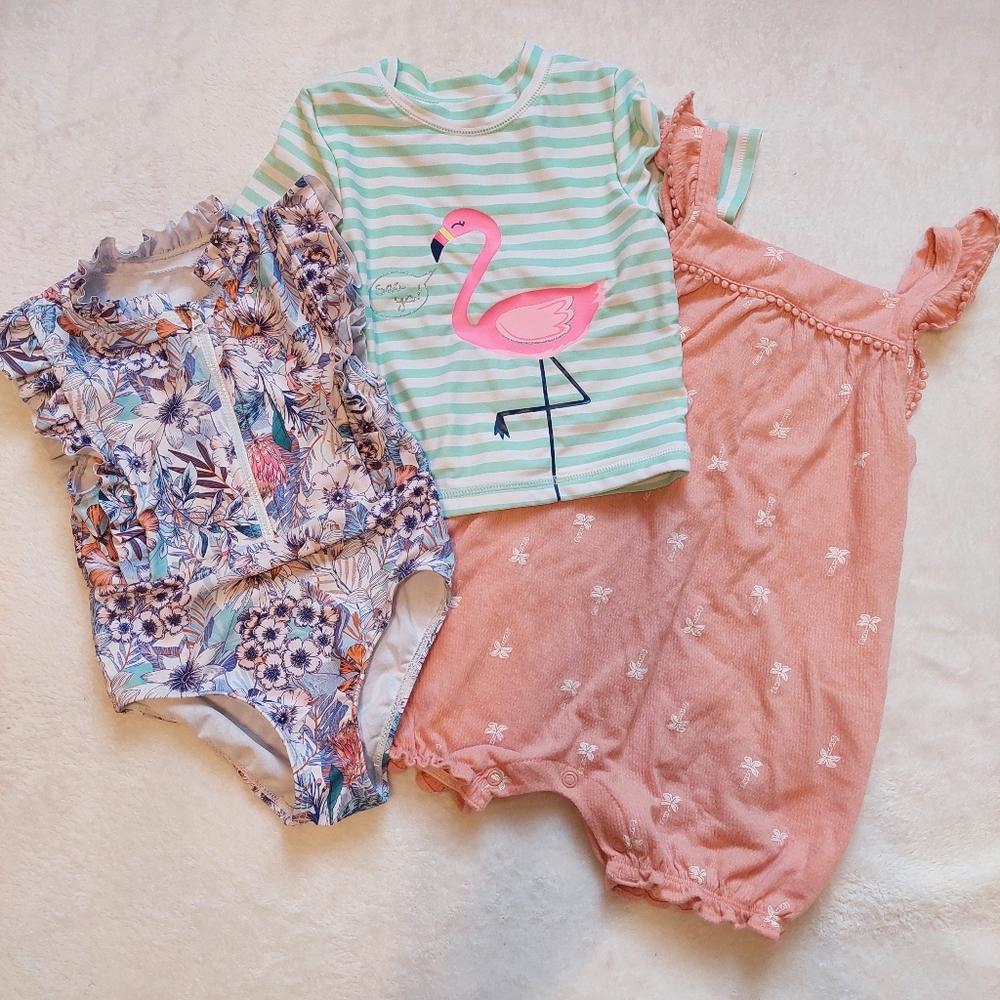 Carter's & Unbranded Lot 24 Months Bundle Swim Swuit Top Bodysuit Summer Floral